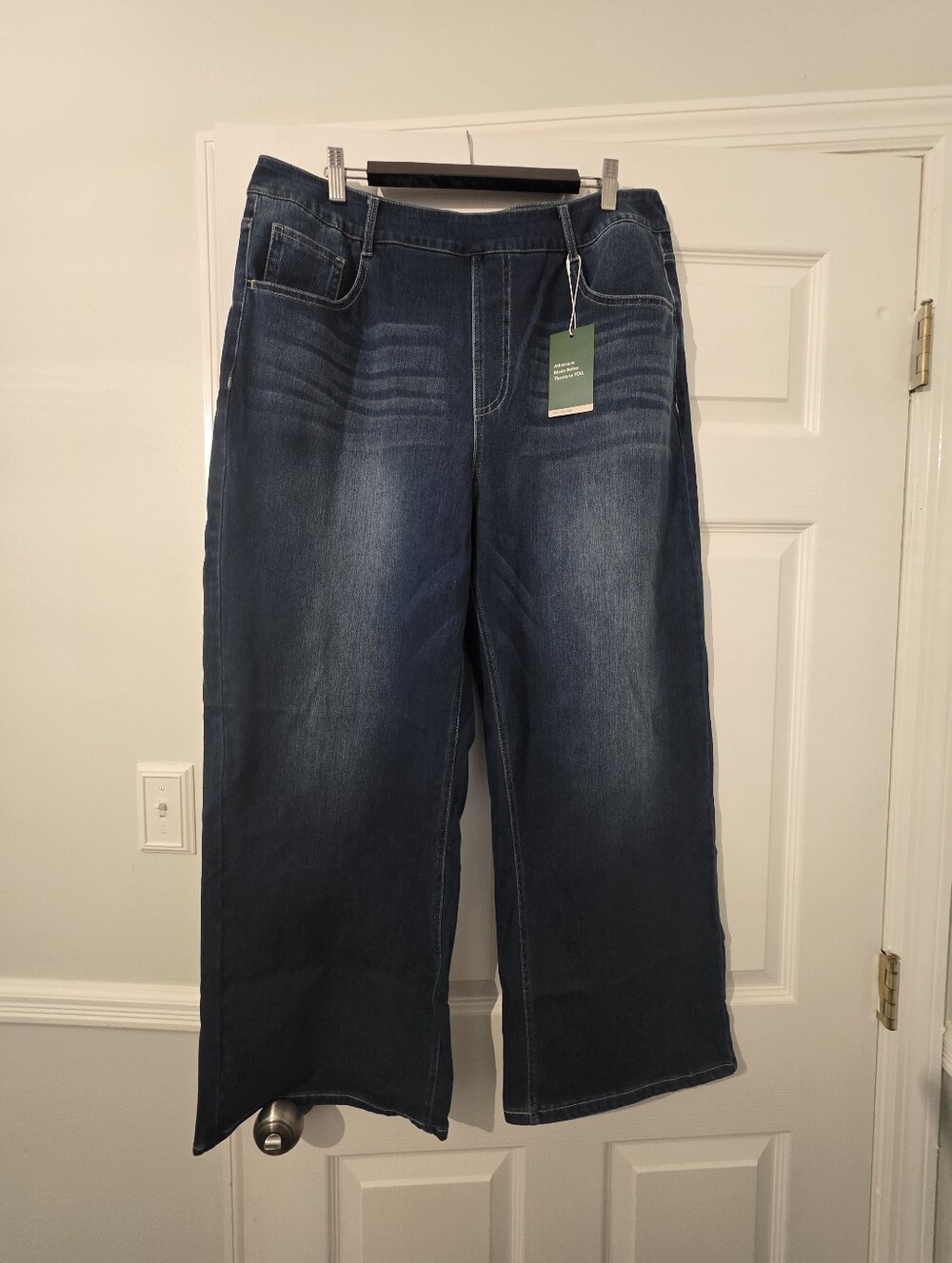 NWT HALARA Women's Wide Leg Blue Denim Jeans Sz XL
